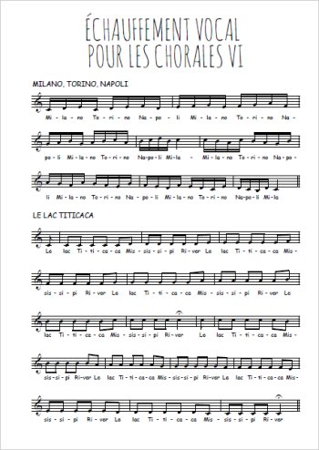 Echauffement vocal VI Partitions gratuites